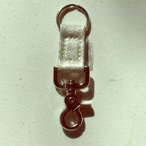 Silver white sparkle vinyl snap clasp keychain